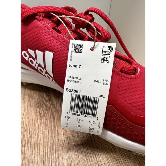 Adidas Icon 7 S23861 Men’s Baseball Cleats Size 12 Red / White - Picture 5 of 5